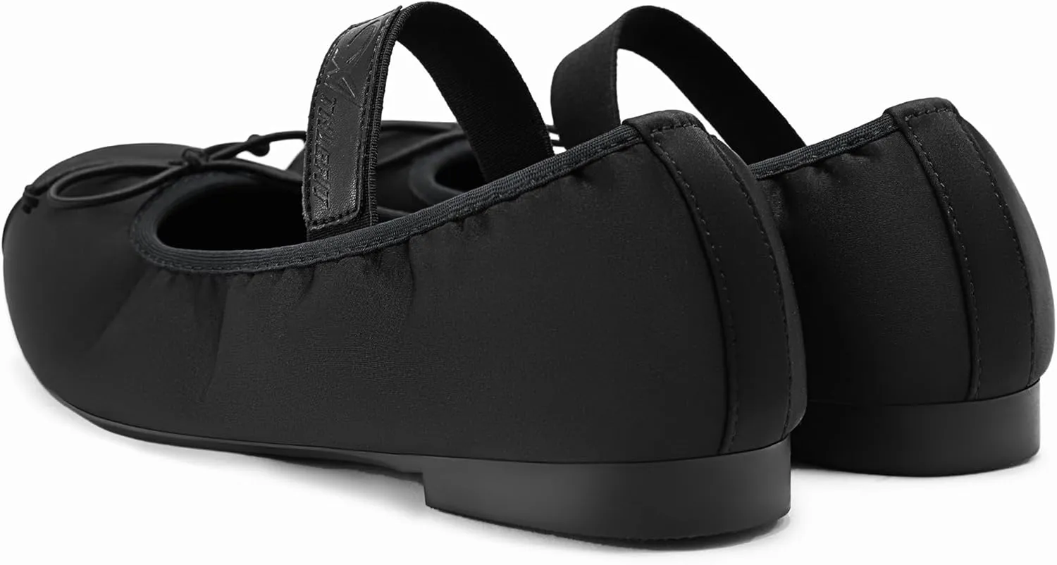 Athlefit Ballet Flats Shoes for Women Mary Jane Flats Bow Dressy Comfortable Round Toe Slip On Ballerina Flat Shoes