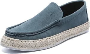 AUNTHUI Men's Slip-On Espadrille Loafers,Fashion Breathable Handmade Straw Moccasins,Non-Slip Comfortable Casual Walking Driving Flat Sneakers