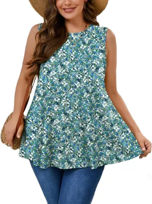 AusLook Plus Size Women's Tank Tops Summer Crew Neck Sleeveless Flowy Tops Business 2025 Basic Loose Dressy Work Shirts