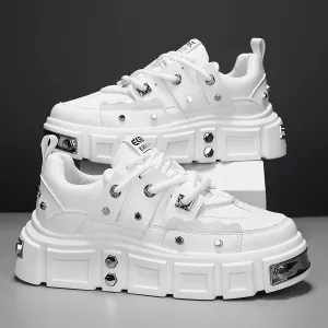 Avant-Garde Chunky Sneakers: Punk-Inspired Metal Stud Accents Fashion Statement erfect for Skateboarding, Parties & Everyday Wear