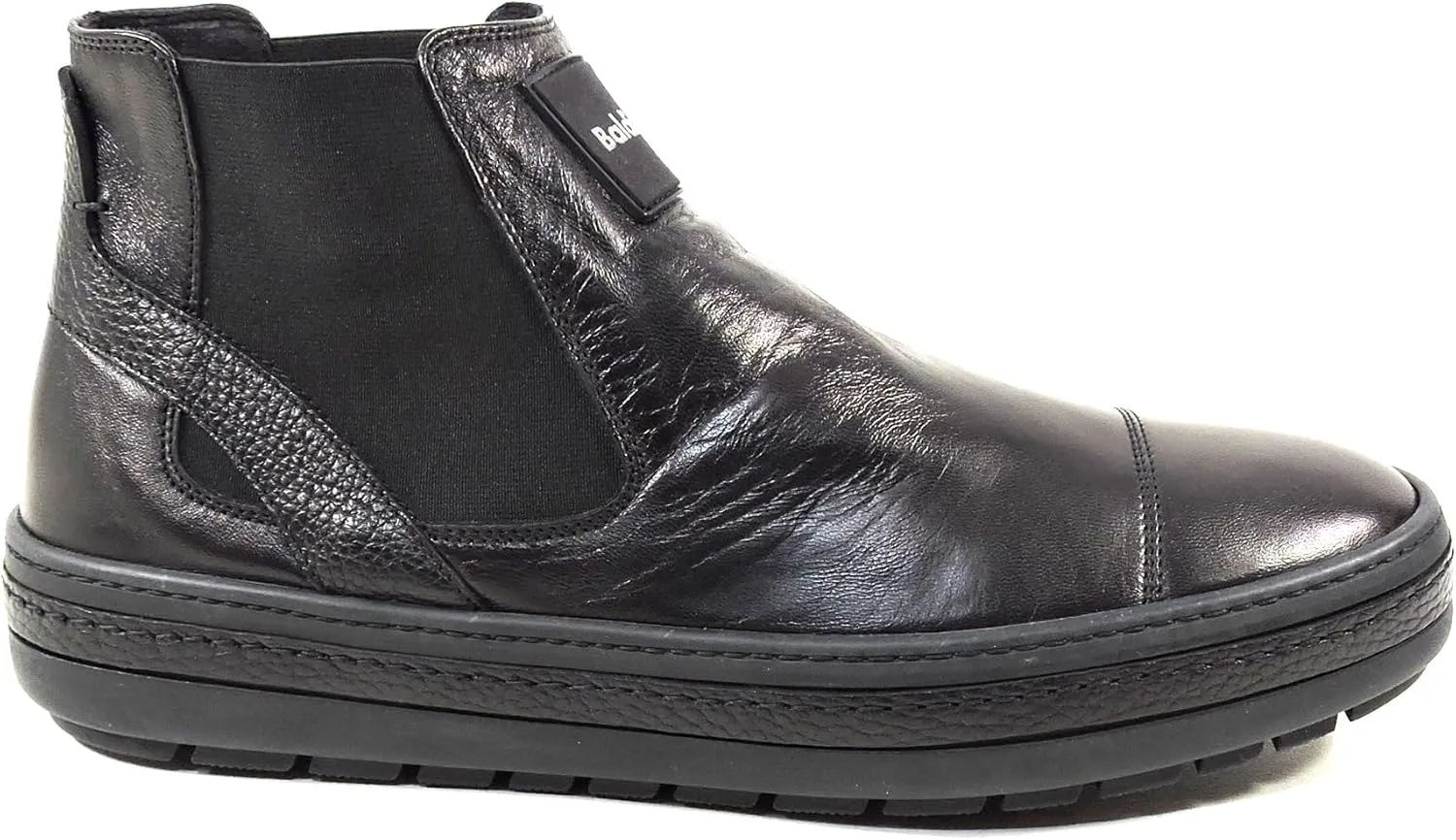 Baldinini Black Soft Leather Chelsea Boots, Comfort Flat Sole, Slip-On