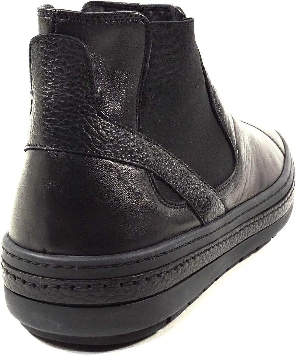 Baldinini Black Soft Leather Chelsea Boots, Comfort Flat Sole, Slip-On