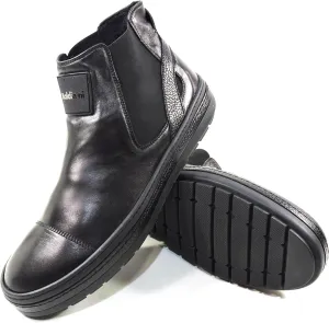 Baldinini Black Soft Leather Chelsea Boots, Comfort Flat Sole, Slip-On
