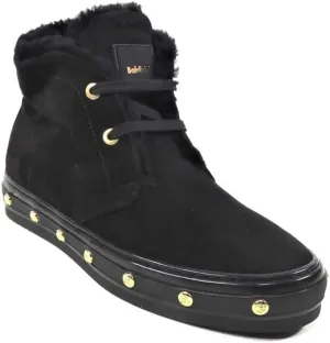 Baldinini Women's Black Suede Winter Boots with Real Fur Trim, 6 in