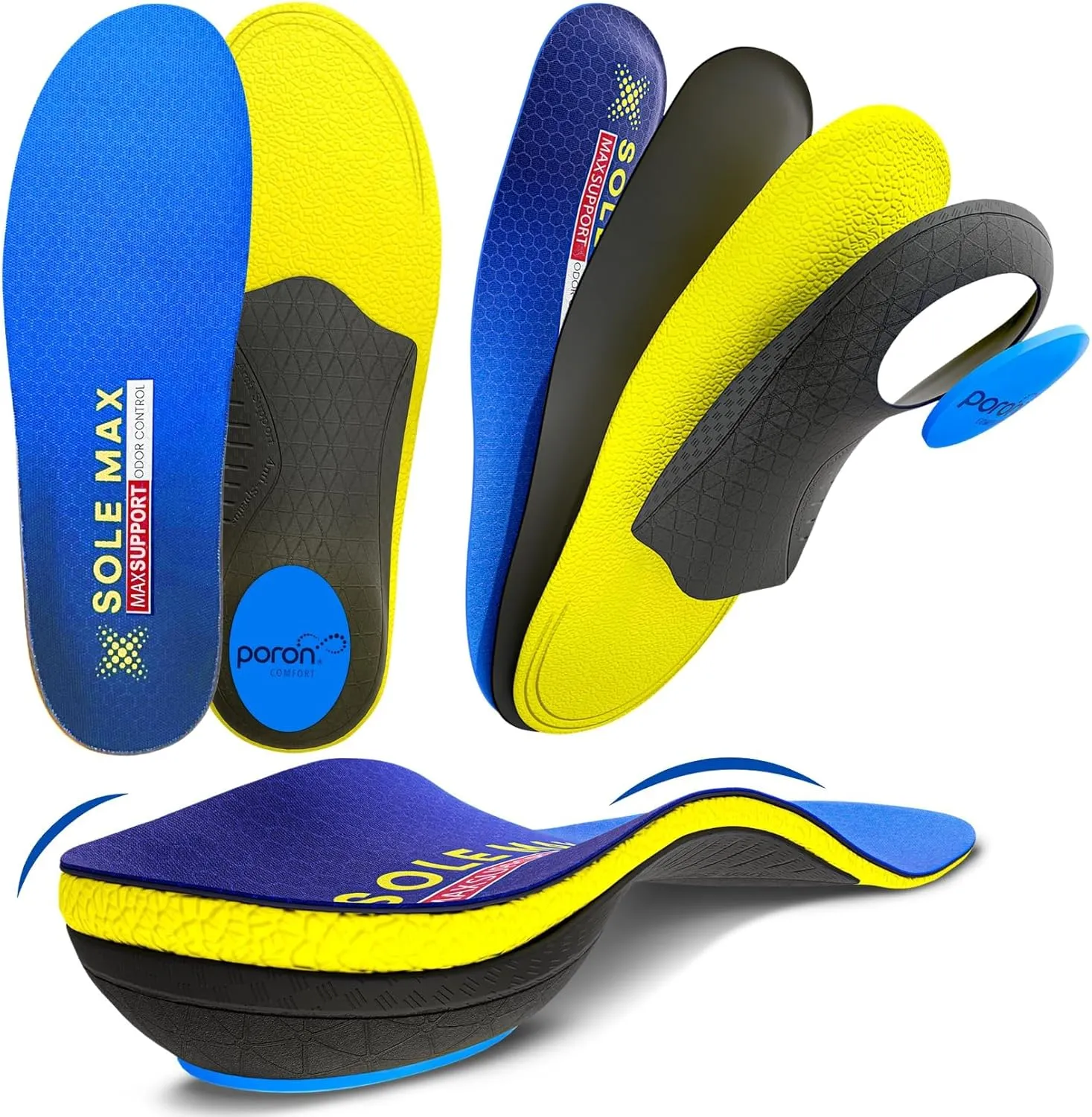 Bamboo Charcoal Orthotic Insoles for Men & Women – Superior Odor & Sweat Control, Heavy Duty Arch Support, Shock Absorbing Cushioning for Plantar Fasciitis, Foot, Heel & Back Pain Relief