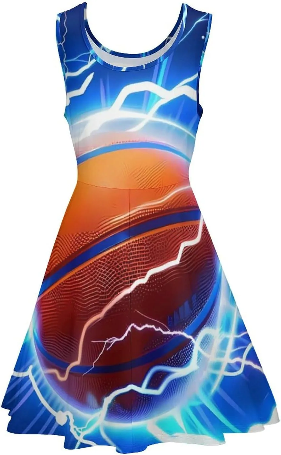 Basketball Thunder Women's Tank Swing Dress Summer Sleeveless Dresses Casual Beach Sundress