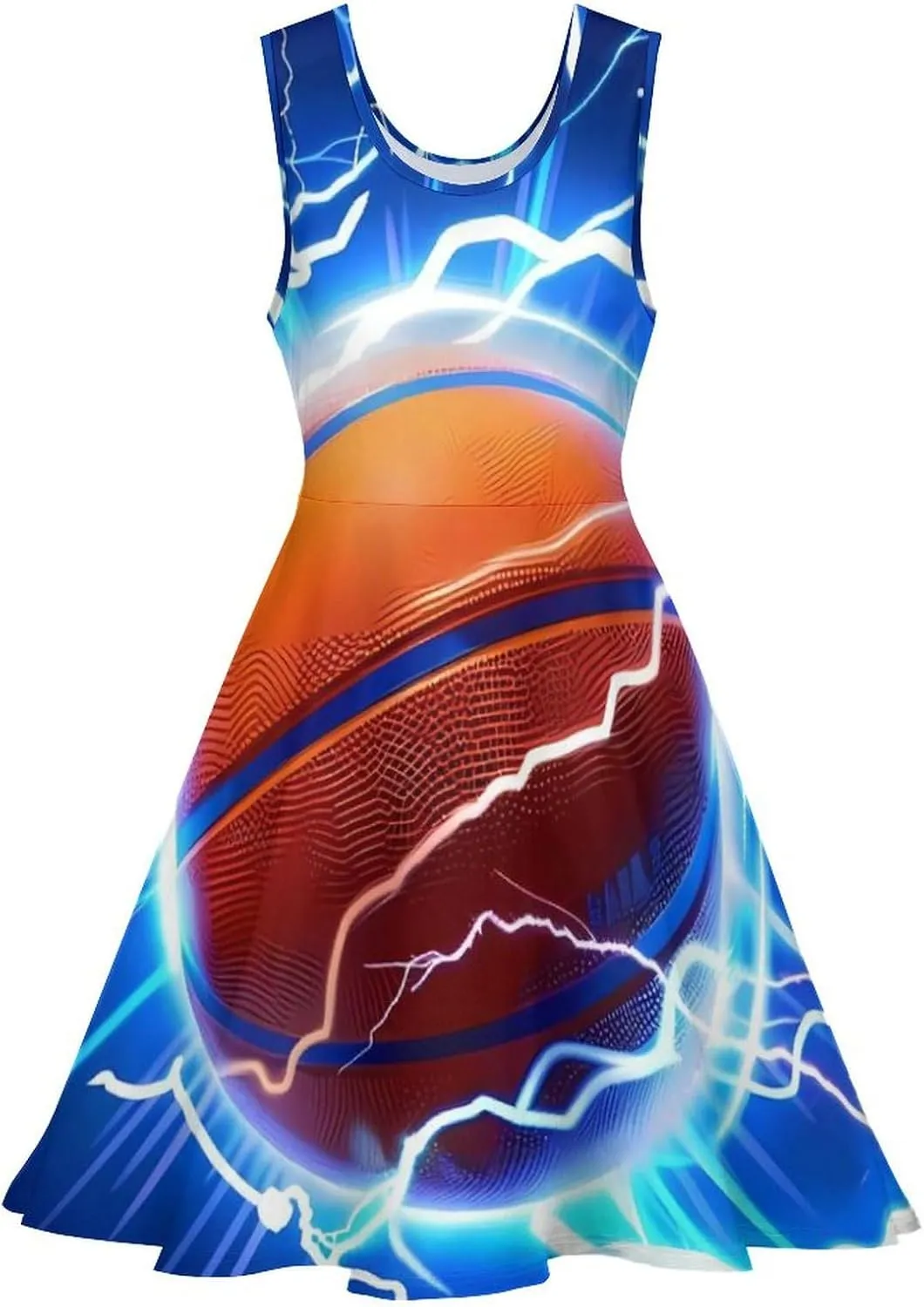 Basketball Thunder Women's Tank Swing Dress Summer Sleeveless Dresses Casual Beach Sundress
