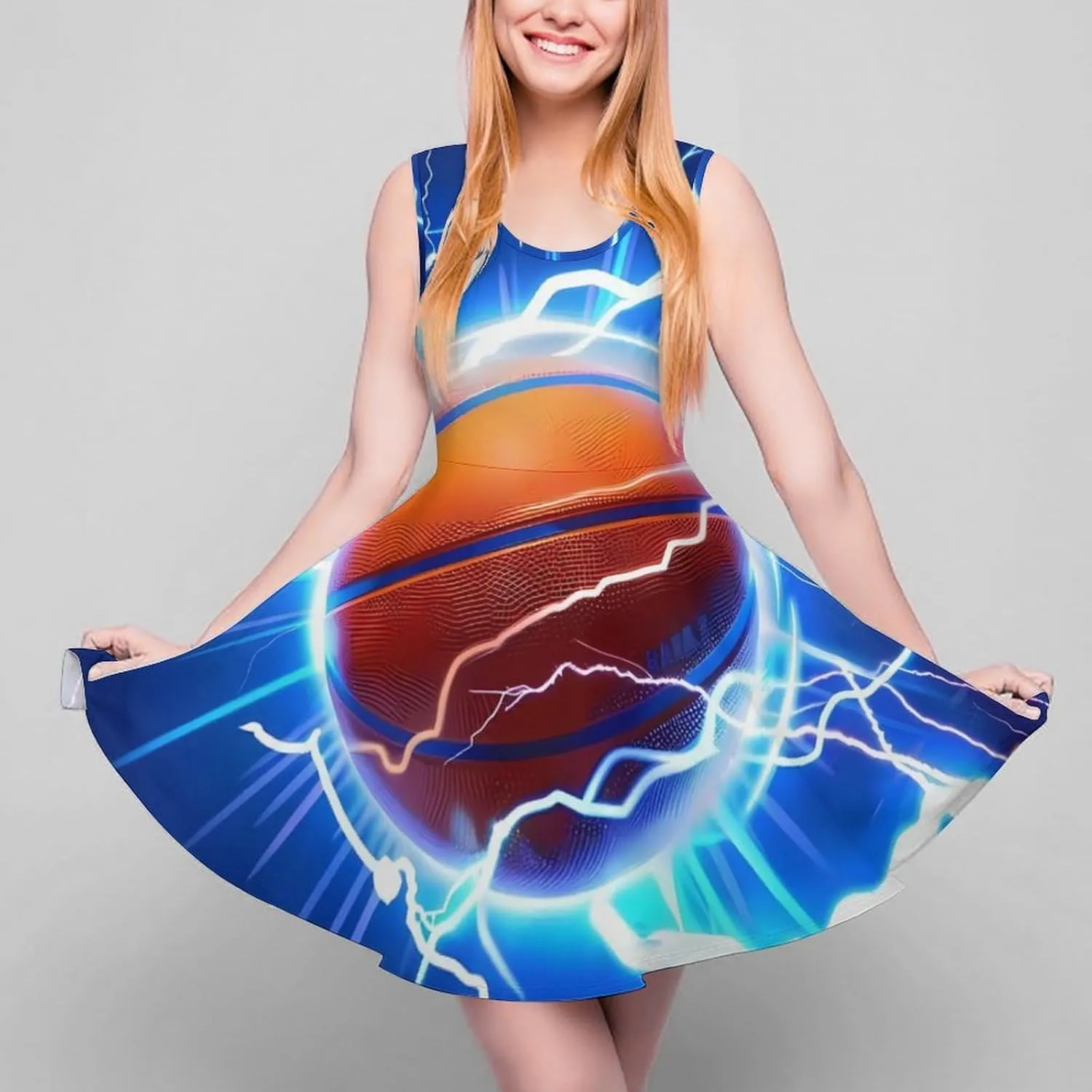 Basketball Thunder Women's Tank Swing Dress Summer Sleeveless Dresses Casual Beach Sundress
