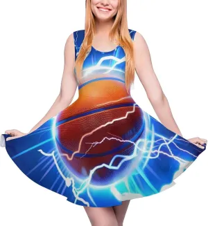 Basketball Thunder Women's Tank Swing Dress Summer Sleeveless Dresses Casual Beach Sundress