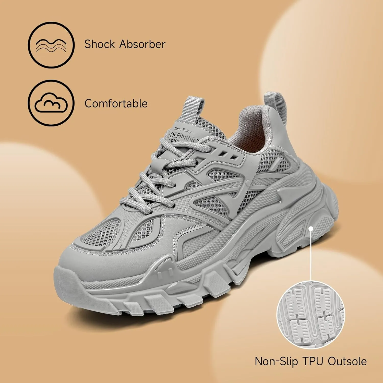 BEAU TODAY Chunky Sneakers for Women, Fashion Platform Sneakers Dad Shoes for Women, Casual Lace-up Walking Shoes