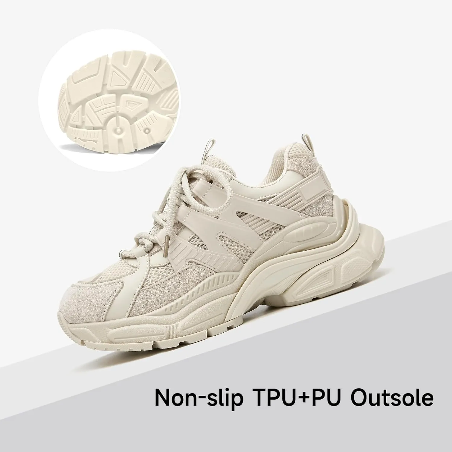 BEAU TODAY Chunky Sneakers for Women, Fashion Platform Sneakers Dad Shoes for Women, Casual Lace-up Walking Shoes
