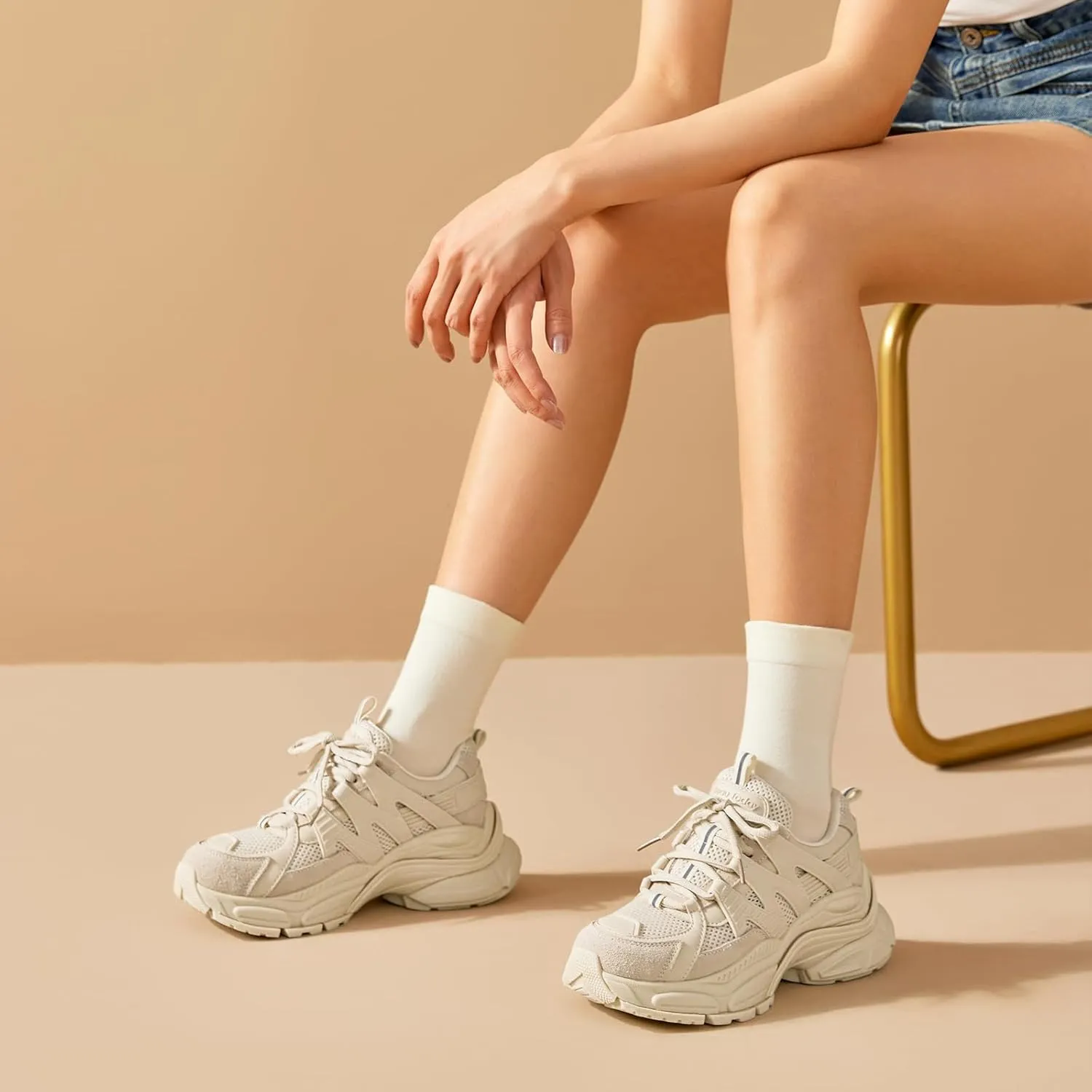 BEAU TODAY Chunky Sneakers for Women, Fashion Platform Sneakers Dad Shoes for Women, Casual Lace-up Walking Shoes