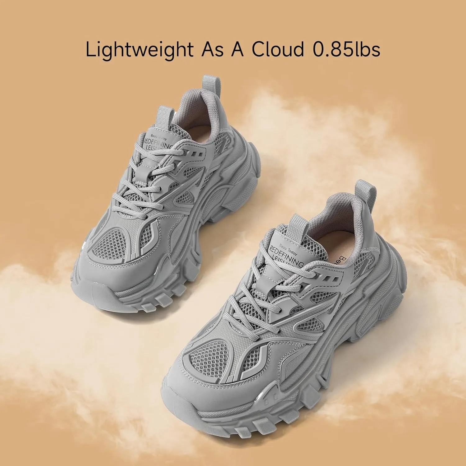 BEAU TODAY Chunky Sneakers for Women, Fashion Platform Sneakers Dad Shoes for Women, Casual Lace-up Walking Shoes