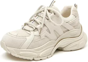 BEAU TODAY Chunky Sneakers for Women, Fashion Platform Sneakers Dad Shoes for Women, Casual Lace-up Walking Shoes