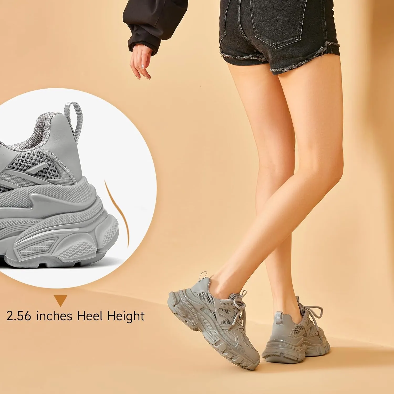 BEAU TODAY Chunky Sneakers for Women, Fashion Platform Sneakers Dad Shoes for Women, Casual Lace-up Walking Shoes