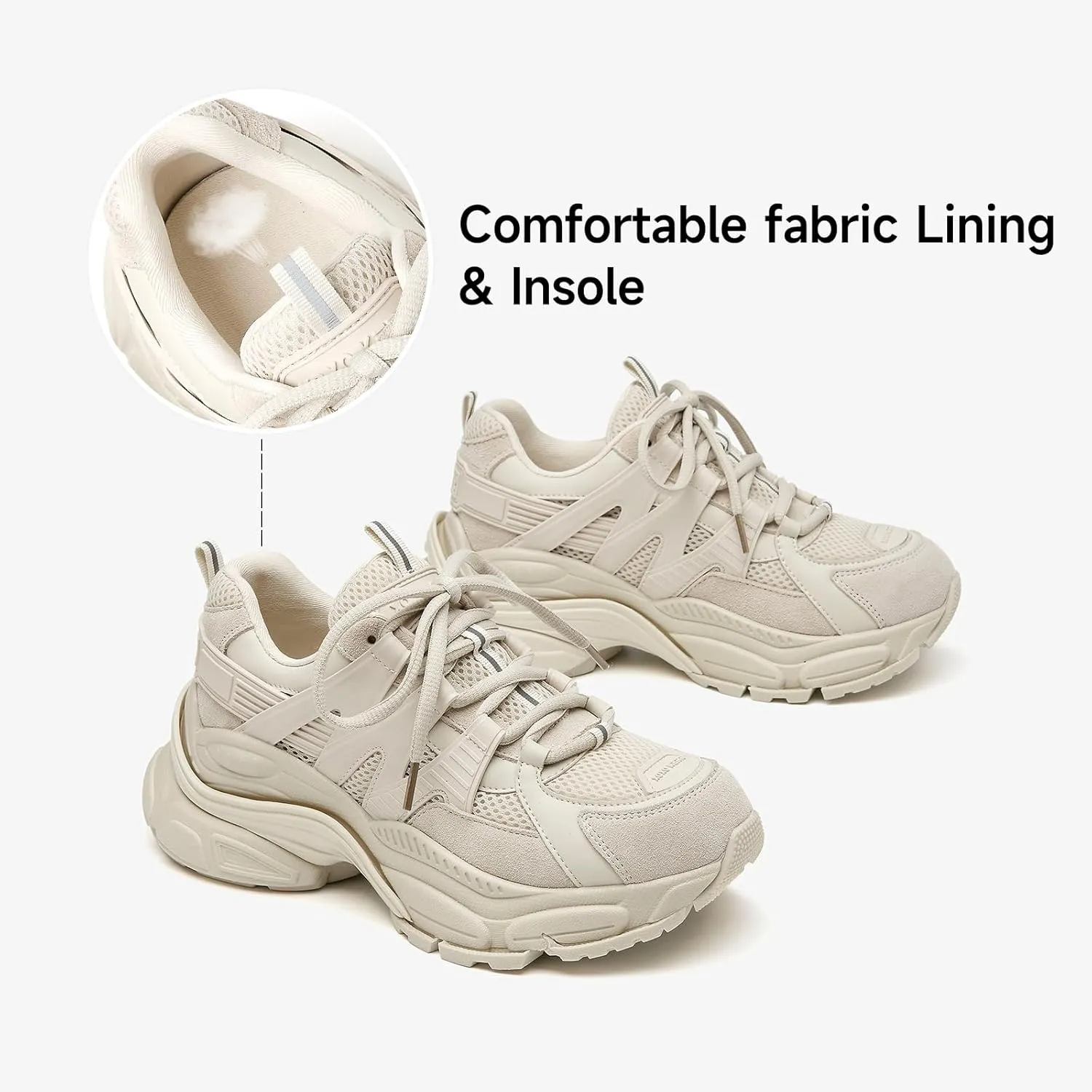BEAU TODAY Chunky Sneakers for Women, Fashion Platform Sneakers Dad Shoes for Women, Casual Lace-up Walking Shoes