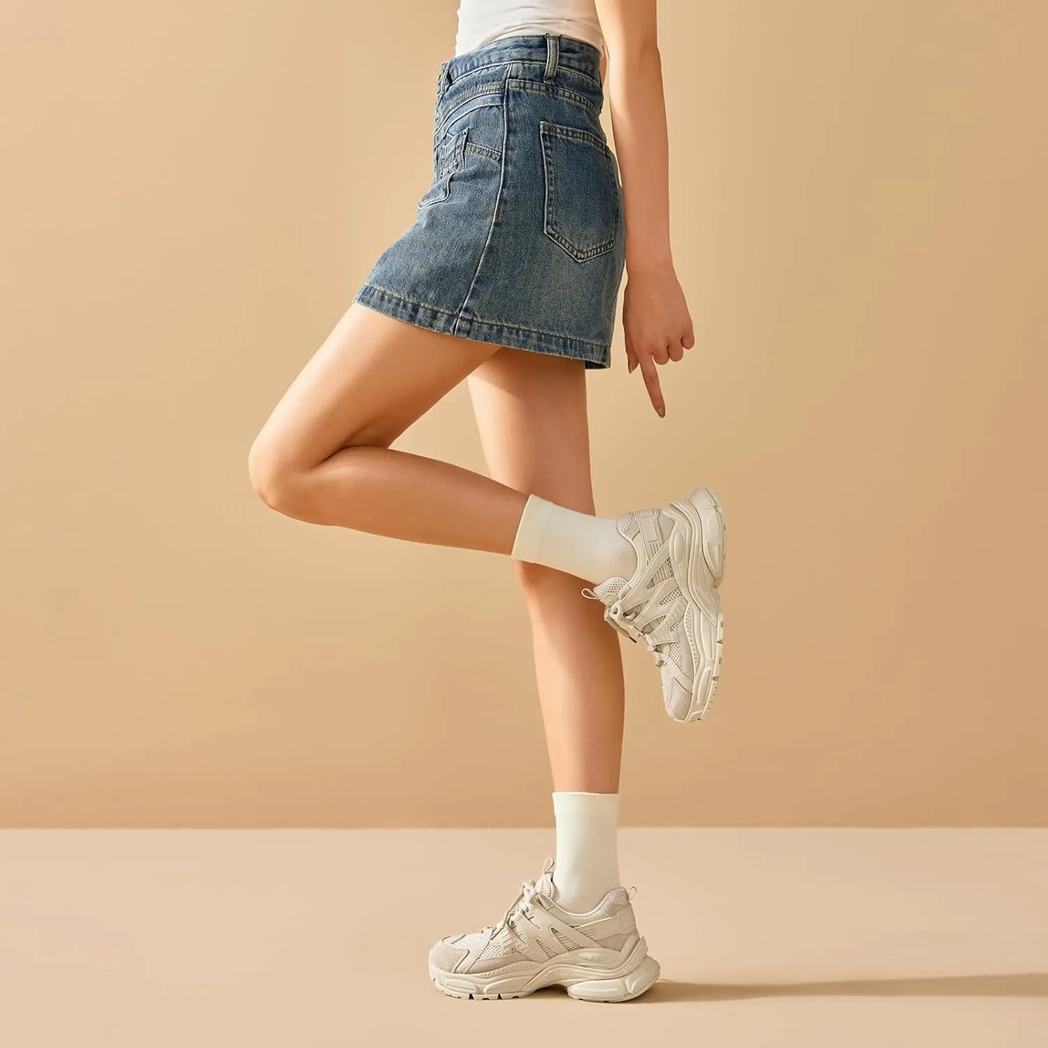 BEAU TODAY Chunky Sneakers for Women, Fashion Platform Sneakers Dad Shoes for Women, Casual Lace-up Walking Shoes