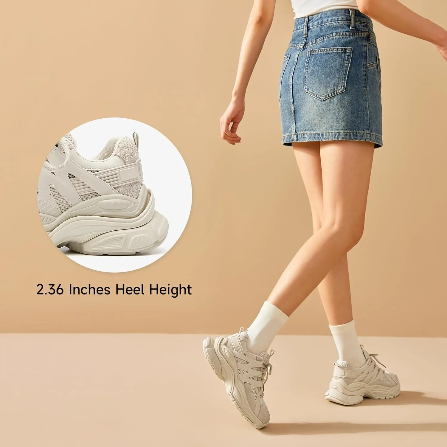 BEAU TODAY Chunky Sneakers for Women, Fashion Platform Sneakers Dad Shoes for Women, Casual Lace-up Walking Shoes