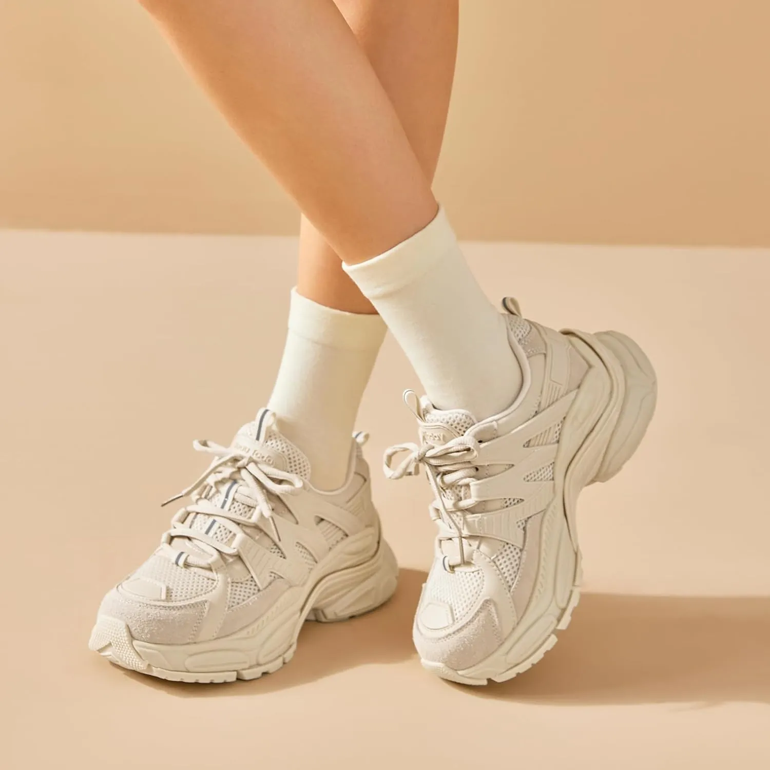 BEAU TODAY Chunky Sneakers for Women, Fashion Platform Sneakers Dad Shoes for Women, Casual Lace-up Walking Shoes