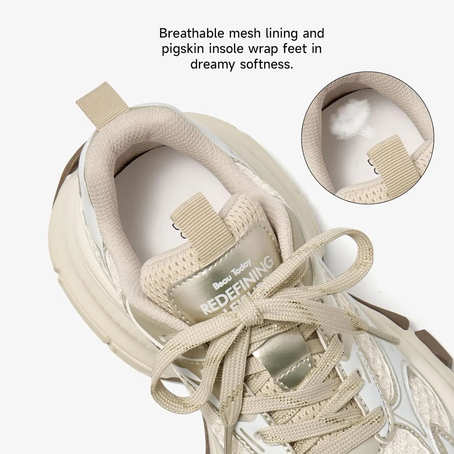 BEAU TODAY Walking Sneakers for Women Fashion Walking Shoes Chunky Platform Sneakers for Women Comfortable Lightweight Running Tennis Shoes Casual Athletic Gym Workout Shoes