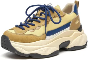 BEAU TODAY Womens Chunky Sneakers, Chunky Shoes for Women, Lace up Comfortable Fashion Dad Sneaker