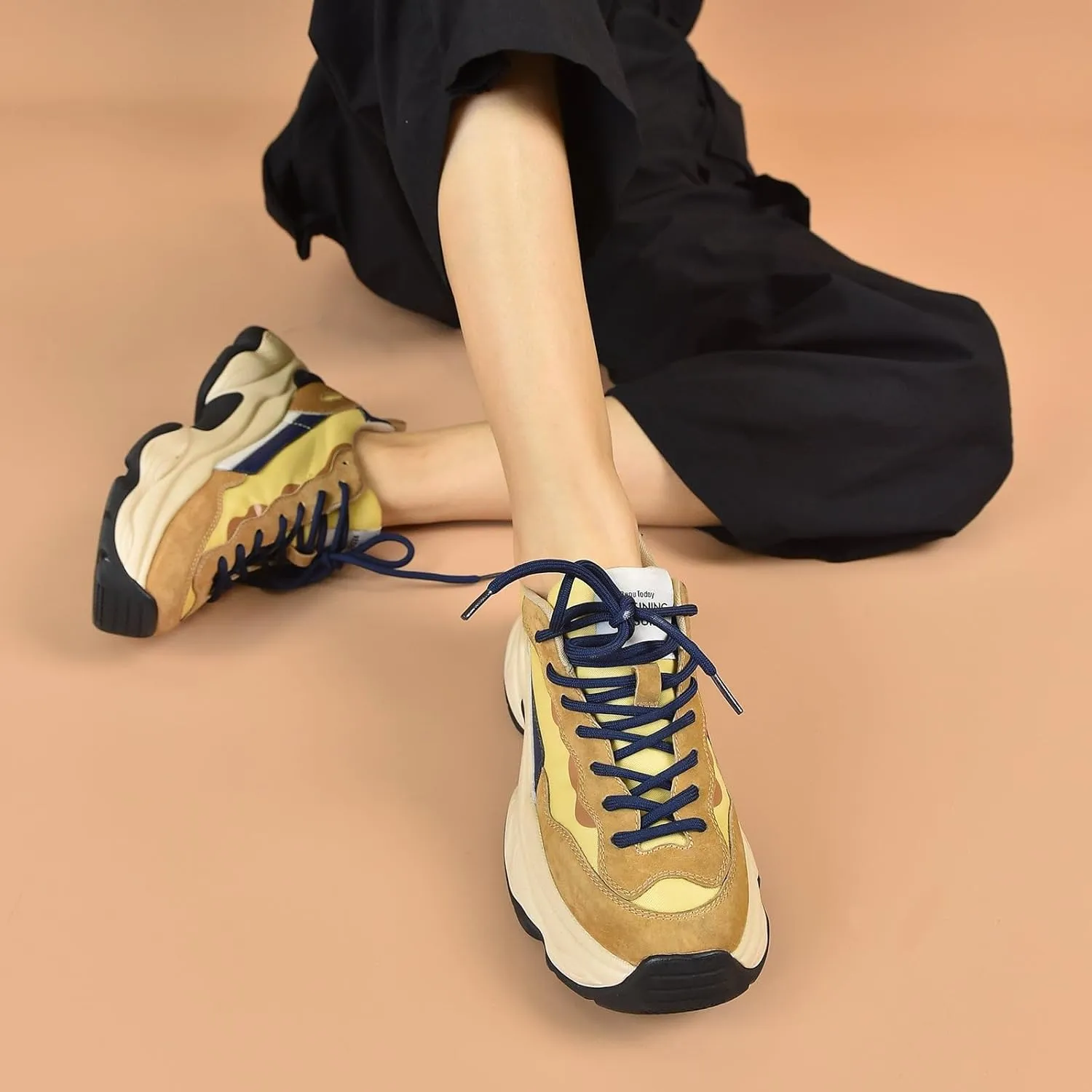 BEAU TODAY Womens Chunky Sneakers, Chunky Shoes for Women, Lace up Comfortable Fashion Dad Sneaker