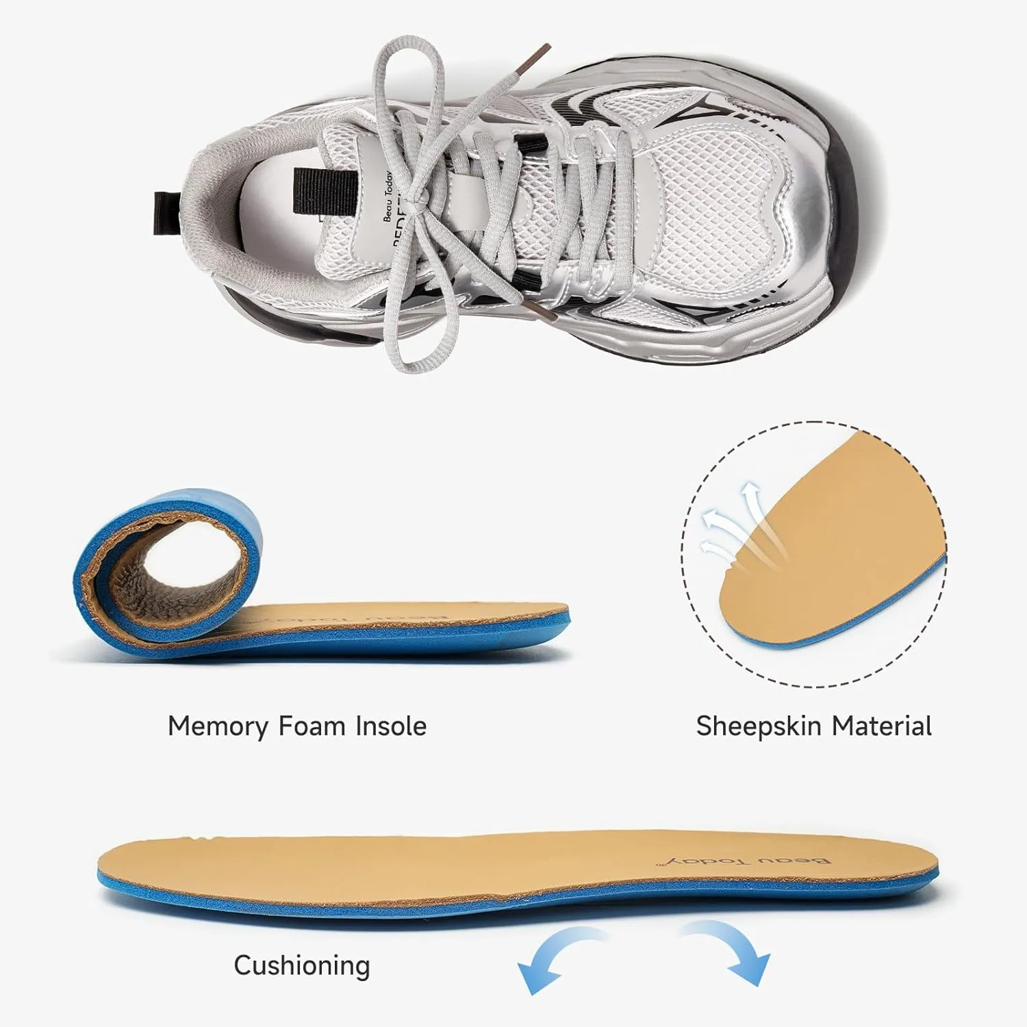 BEAU TODAY Womens Chunky Sneakers Platform Fashion Sneakers for Women Non-Slip Breathable Women's Dad Shoes Comfortable Lace-up Wide Width Tennis Shoes