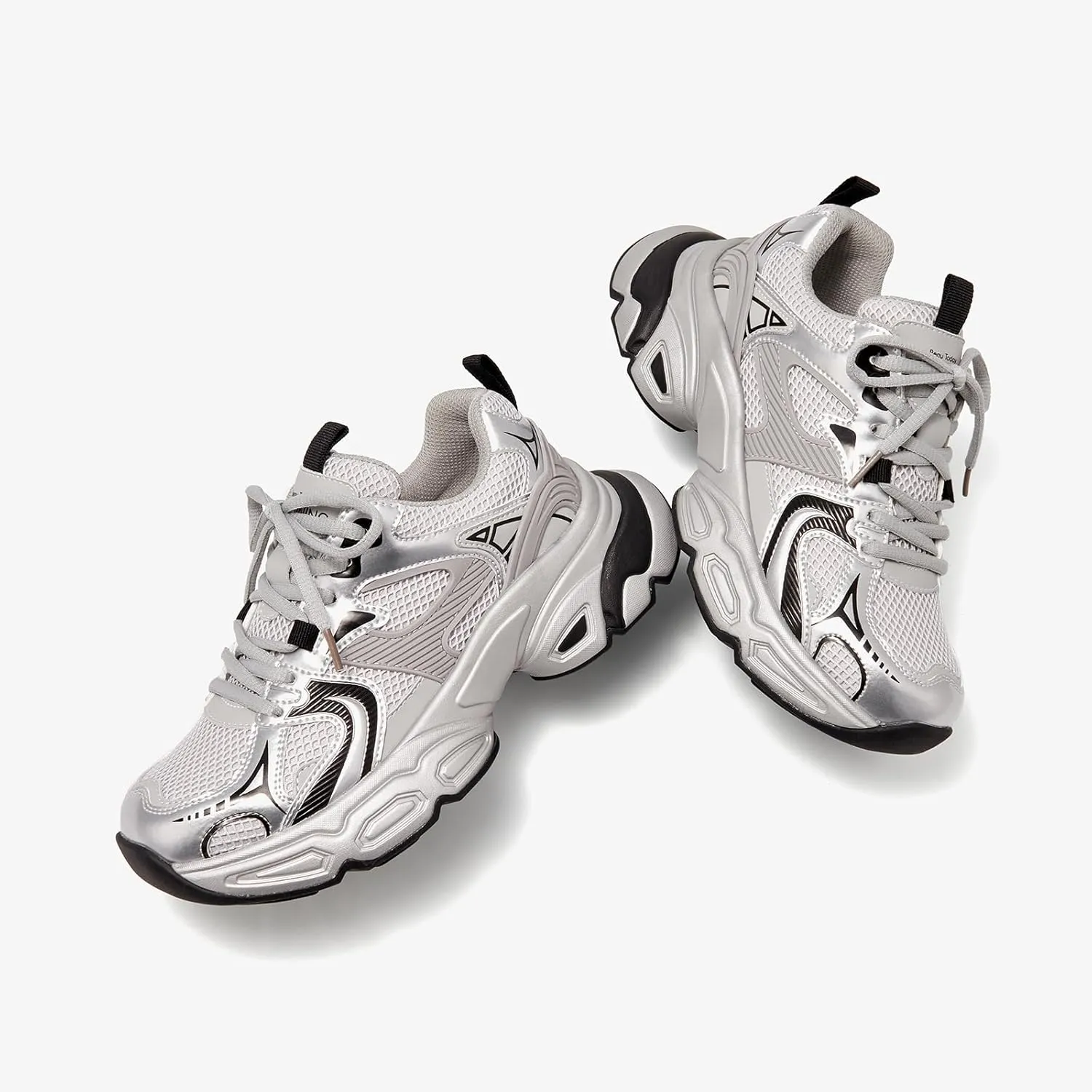 BEAU TODAY Womens Chunky Sneakers Platform Fashion Sneakers for Women Non-Slip Breathable Women's Dad Shoes Comfortable Lace-up Wide Width Tennis Shoes