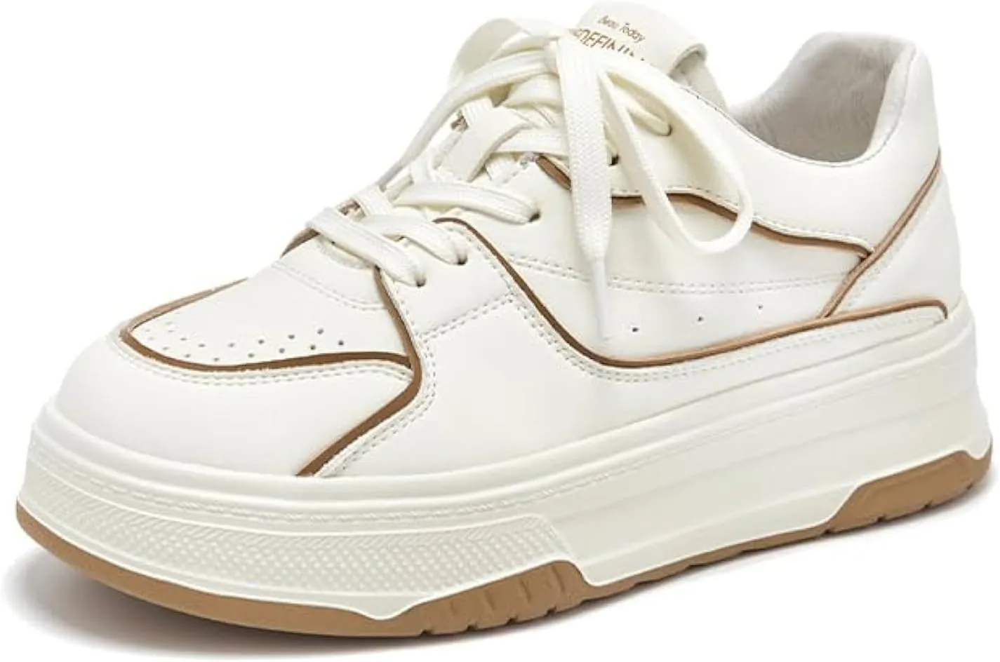 BEAU TODAY Women's Fashion Sneakers, Chunky Platform Sneakers for Women, Casual Lace Up Non-Slip Walking Shoes, Comfortable Running Shoes for Women
