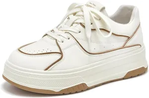 BEAU TODAY Women's Fashion Sneakers, Chunky Platform Sneakers for Women, Casual Lace Up Non-Slip Walking Shoes, Comfortable Running Shoes for Women