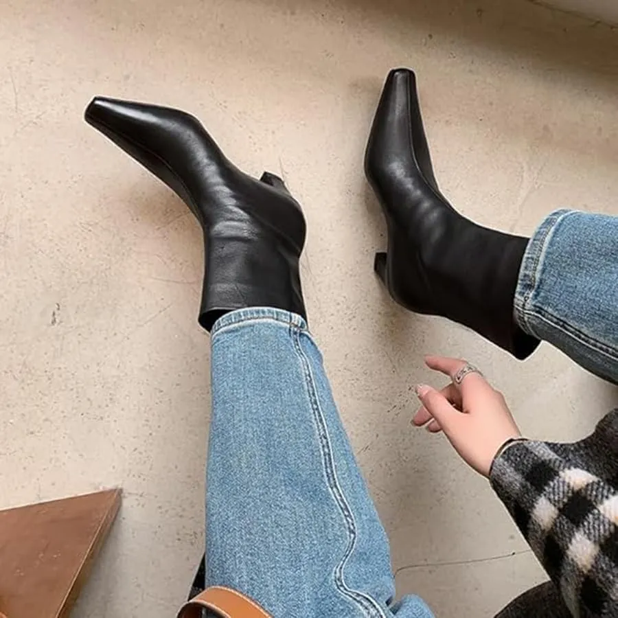 Beauty Cry Women's Booties Kitten Low Heel Square Toe Ankle Boots