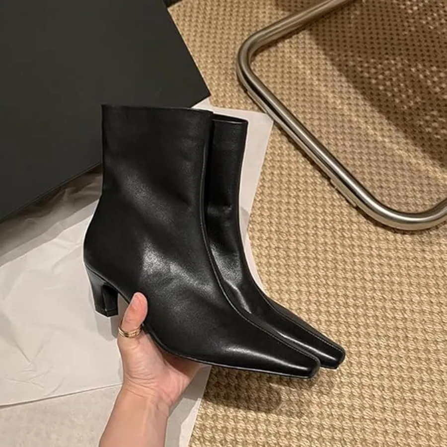 Beauty Cry Women's Booties Kitten Low Heel Square Toe Ankle Boots