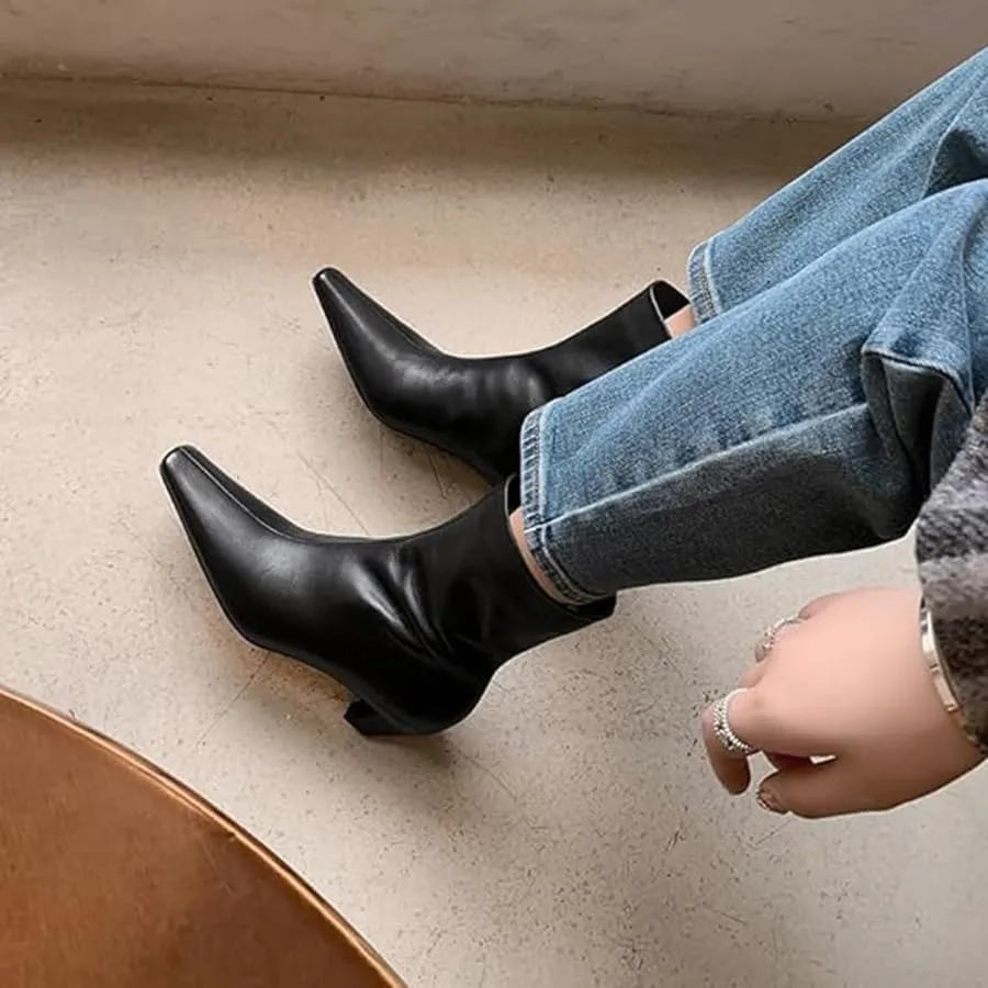 Beauty Cry Women's Booties Kitten Low Heel Square Toe Ankle Boots