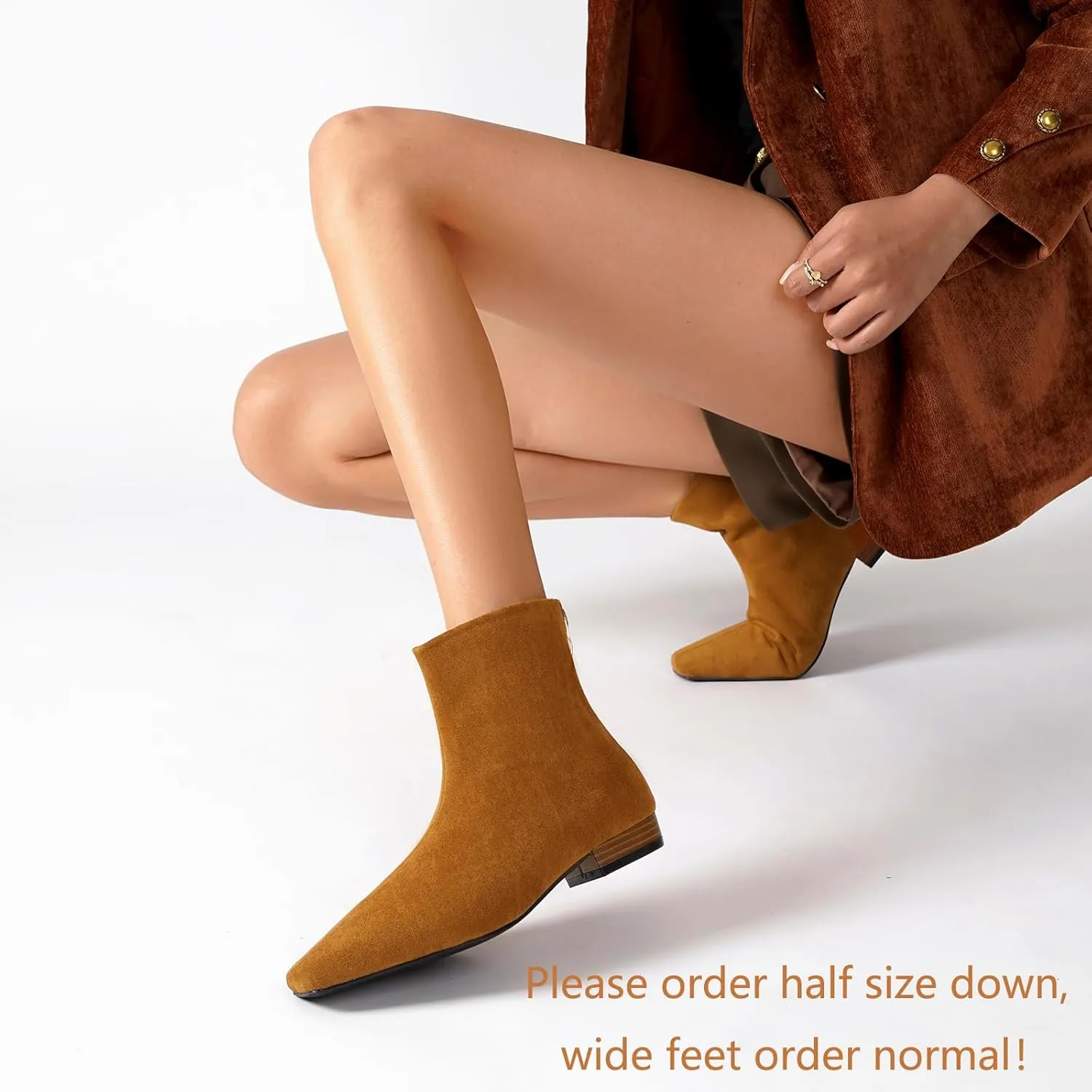 Beauty Cry Women's Booties Low Heel Square Toe Ankle Boots