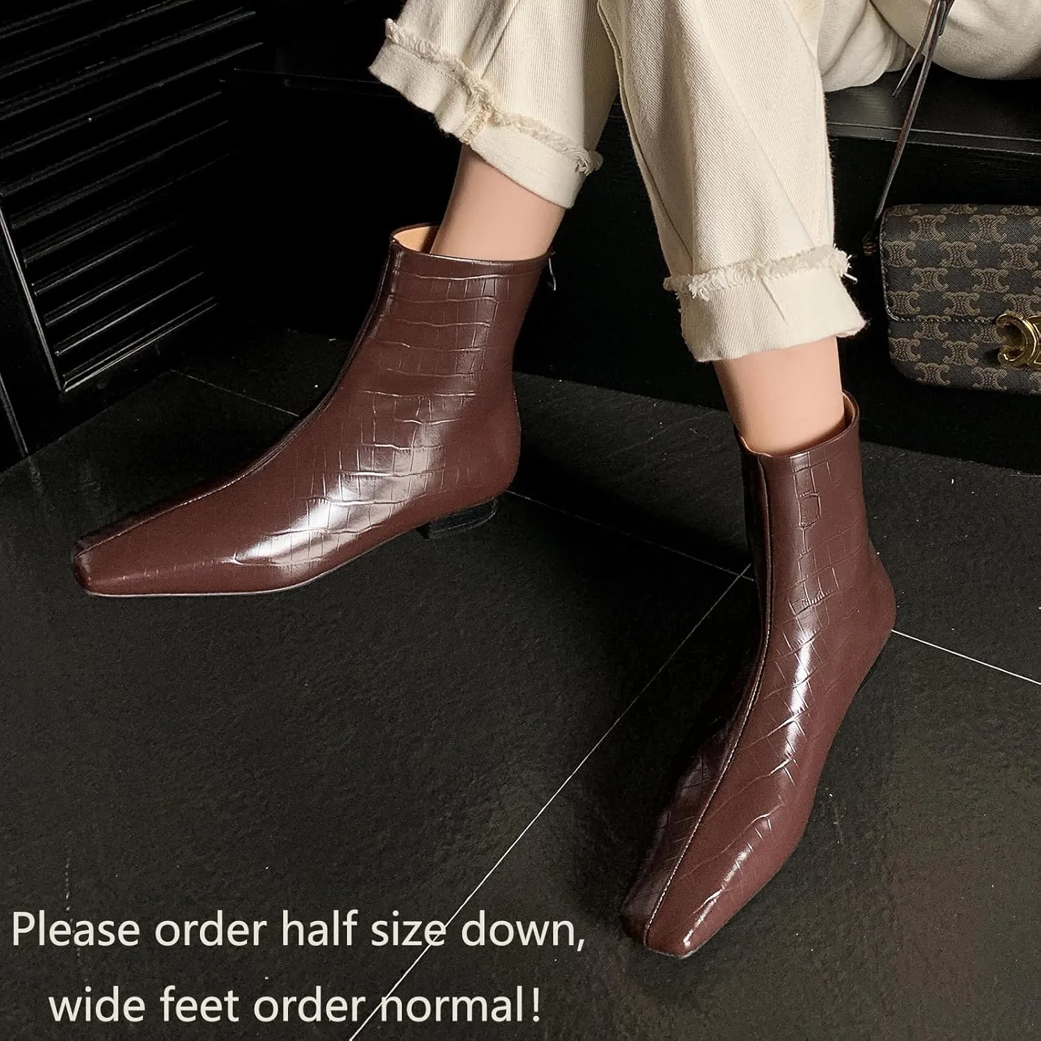 Beauty Cry Women's Booties Low Heel Square Toe Ankle Boots