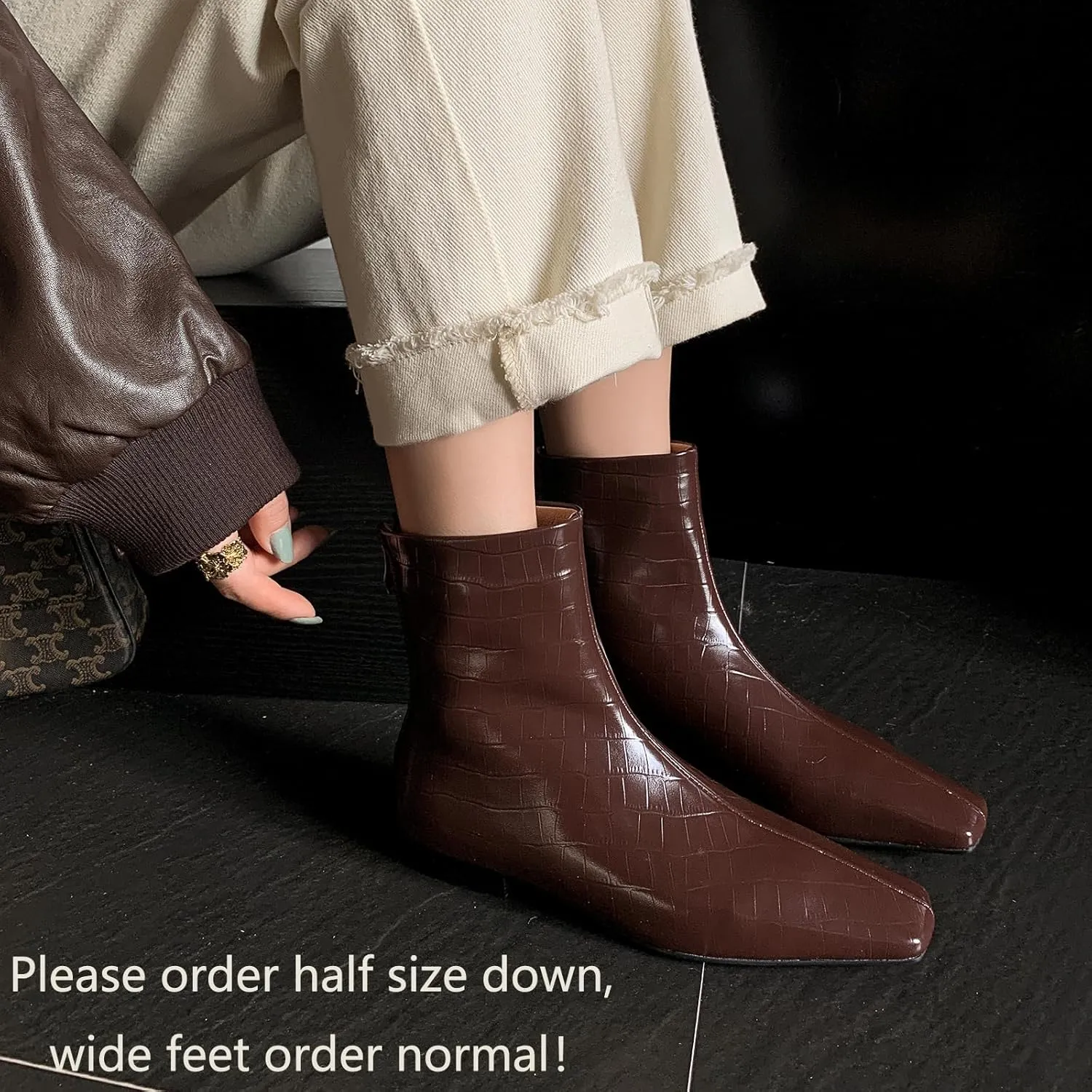 Beauty Cry Women's Booties Low Heel Square Toe Ankle Boots