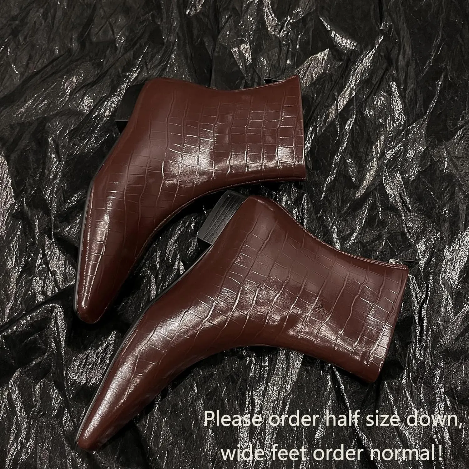 Beauty Cry Women's Booties Low Heel Square Toe Ankle Boots