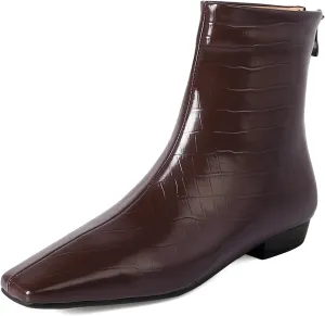 Beauty Cry Women's Booties Low Heel Square Toe Ankle Boots