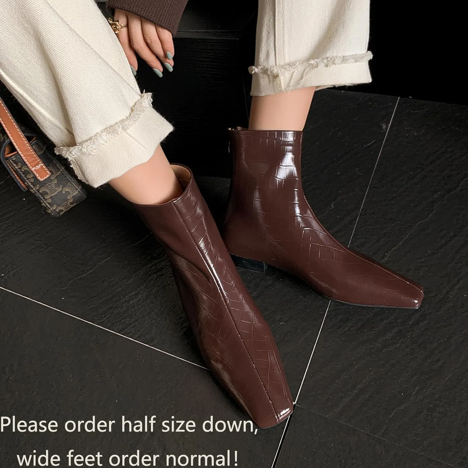Beauty Cry Women's Booties Low Heel Square Toe Ankle Boots