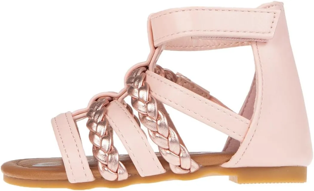 bebe Girls Sandals - Cute Open Toe Braided Strappy Gladiator Summer Sandals, Flower Girl Dress Shoes for Easter Beach Party