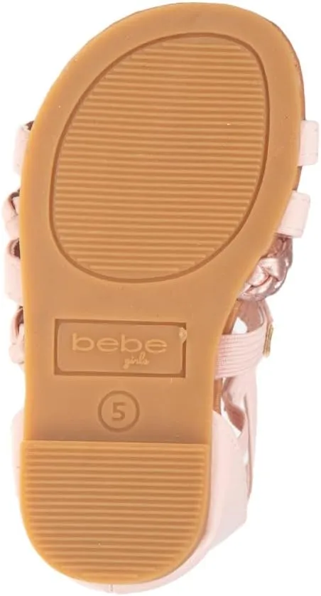 bebe Girls Sandals - Cute Open Toe Braided Strappy Gladiator Summer Sandals, Flower Girl Dress Shoes for Easter Beach Party