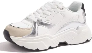 BELOS Women's Platform Chunky Sneakers Fashion Dad Sneakers Casual Lace Up Comfortable Lightweigt Walking Shoes
