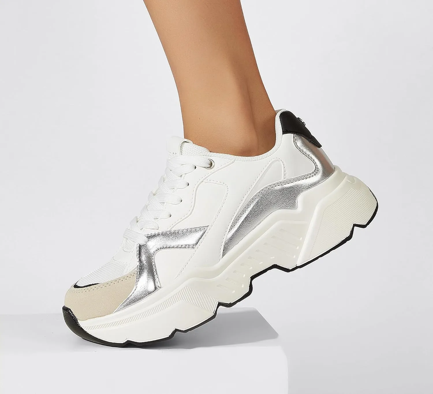 BELOS Women's Platform Chunky Sneakers Fashion Dad Sneakers Casual Lace Up Comfortable Lightweigt Walking Shoes