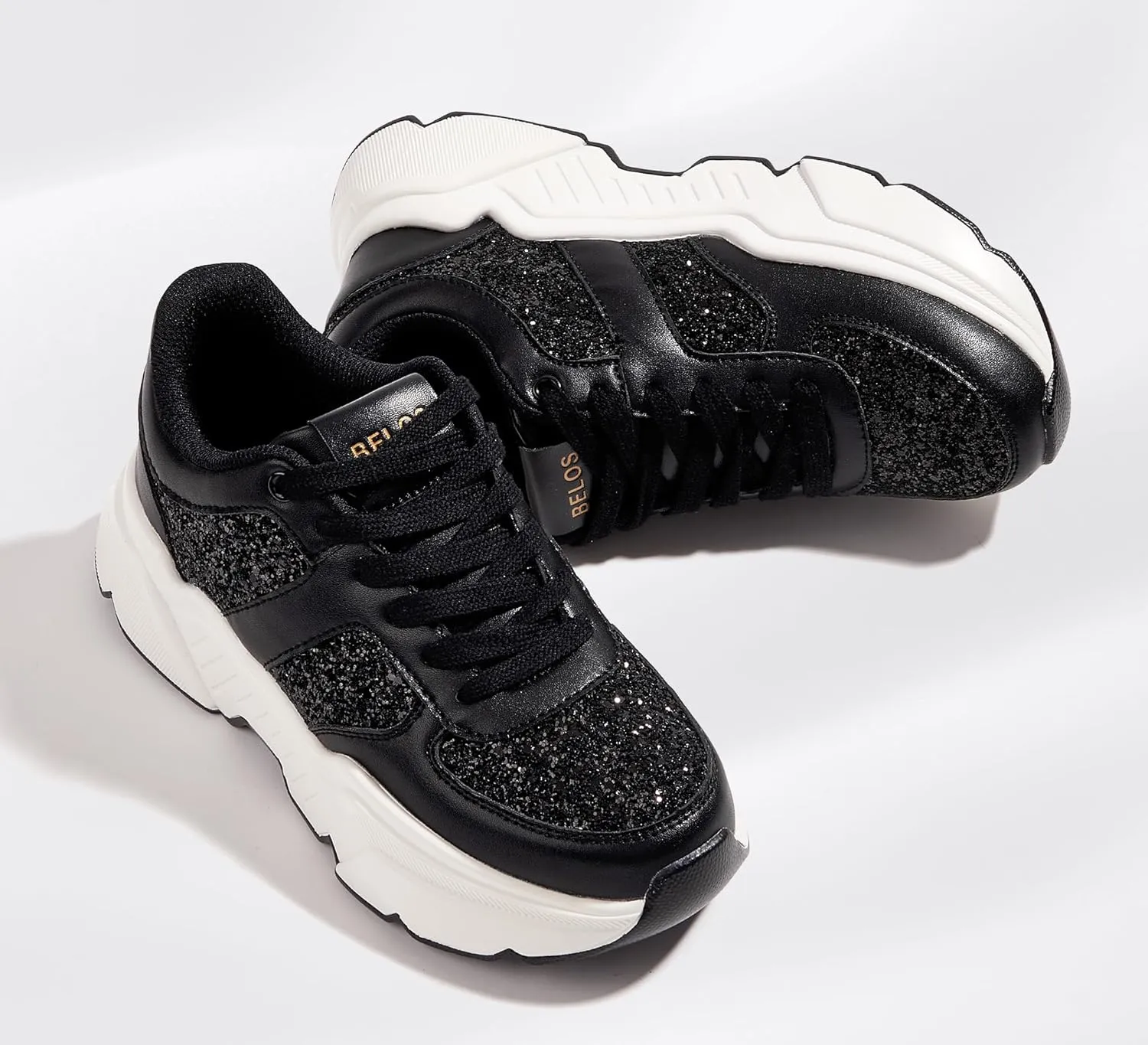 BELOS Women's Platform Chunky Sneakers Fashion Dad Sneakers Casual Lace Up Comfortable Lightweigt Walking Shoes