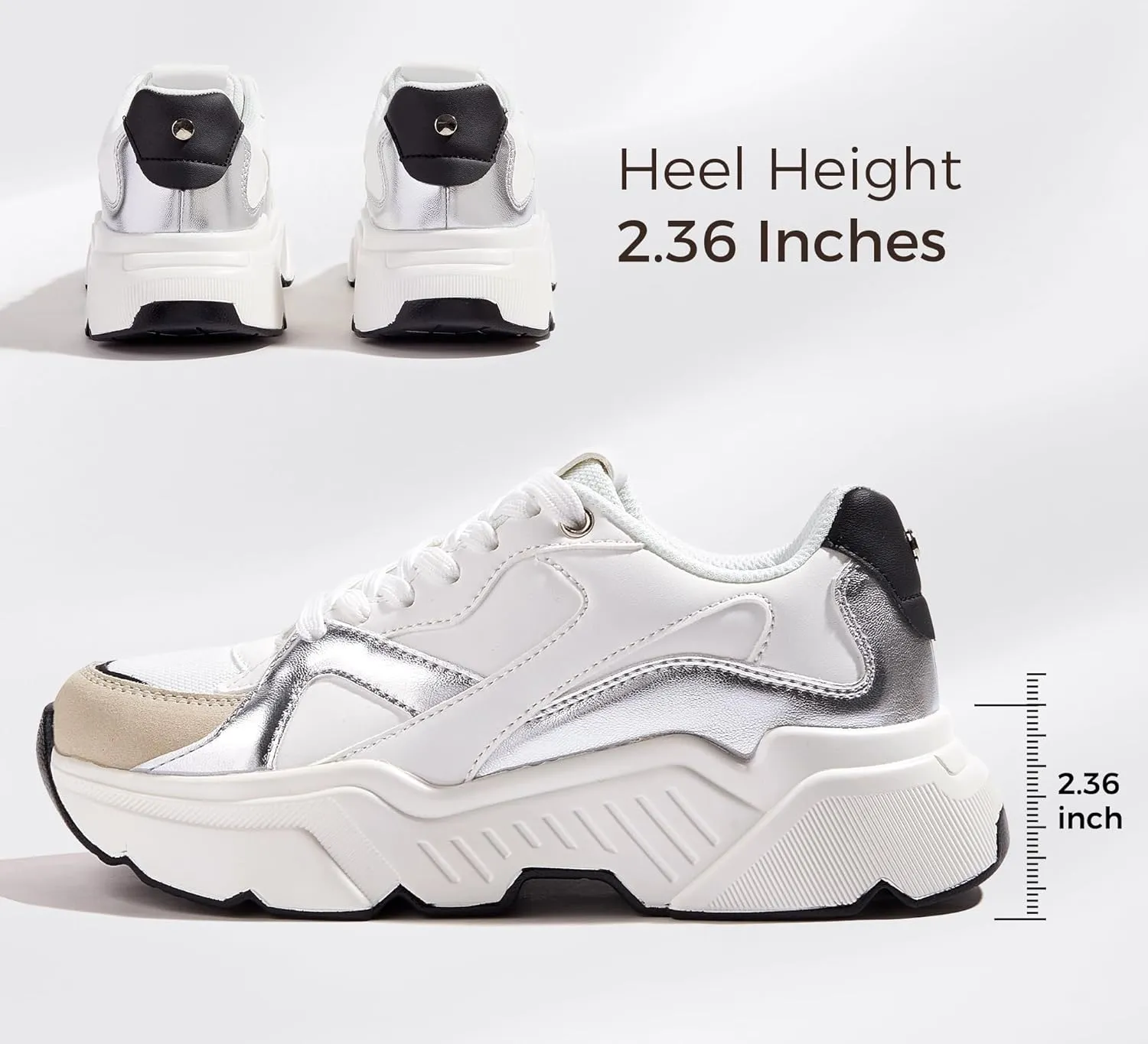 BELOS Women's Platform Chunky Sneakers Fashion Dad Sneakers Casual Lace Up Comfortable Lightweigt Walking Shoes