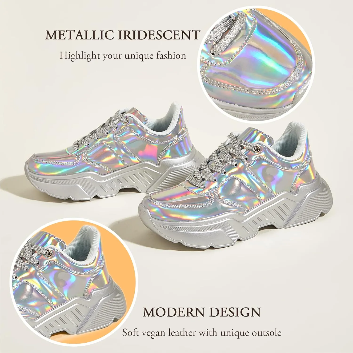 BELOS Women's Platform Chunky Sneakers Fashion Dad Sneakers Casual Lace Up Comfortable Lightweigt Walking Shoes