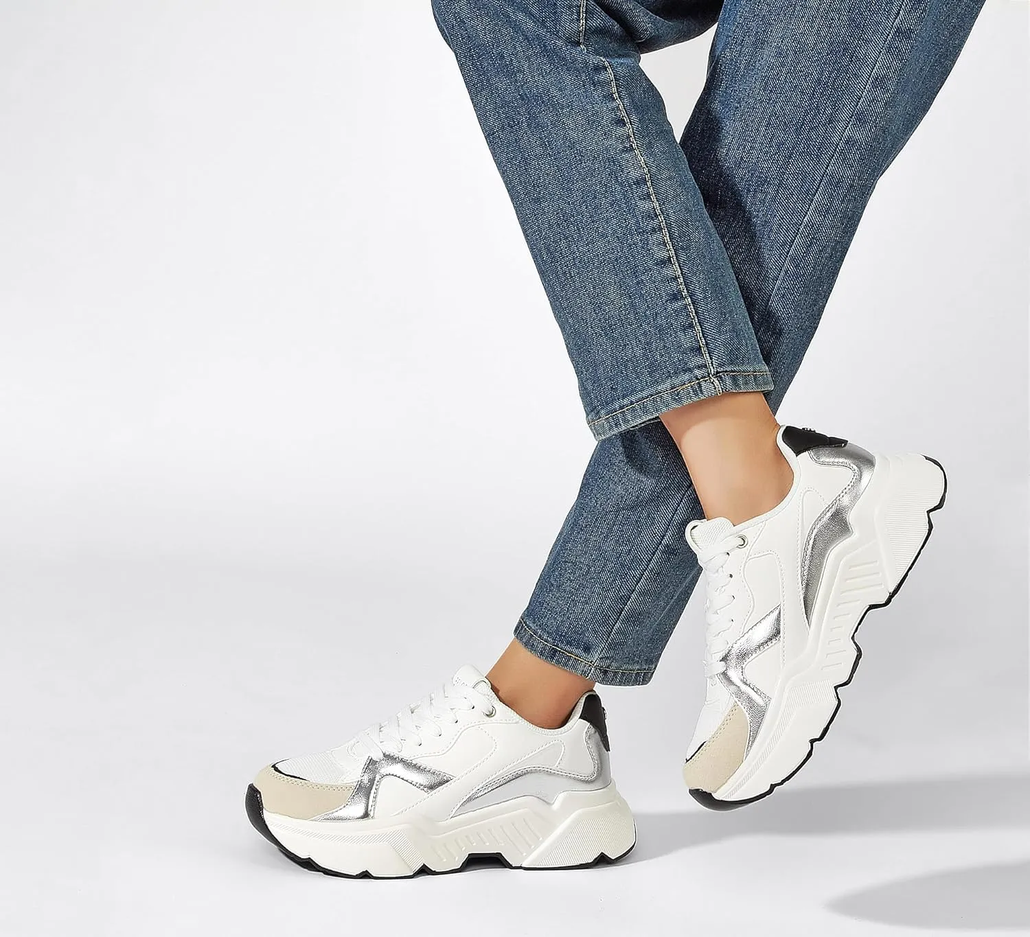 BELOS Women's Platform Chunky Sneakers Fashion Dad Sneakers Casual Lace Up Comfortable Lightweigt Walking Shoes