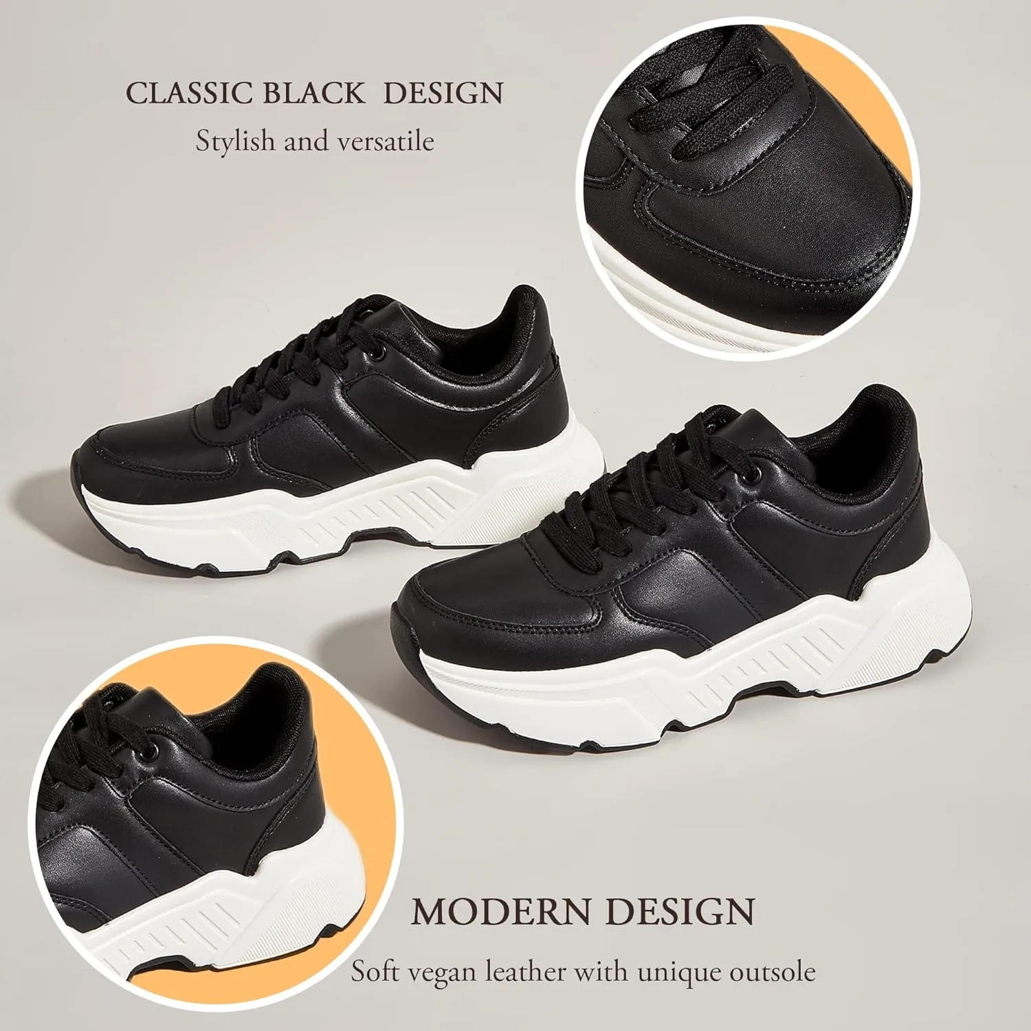 BELOS Women's Platform Chunky Sneakers Fashion Dad Sneakers Casual Lace Up Comfortable Lightweigt Walking Shoes