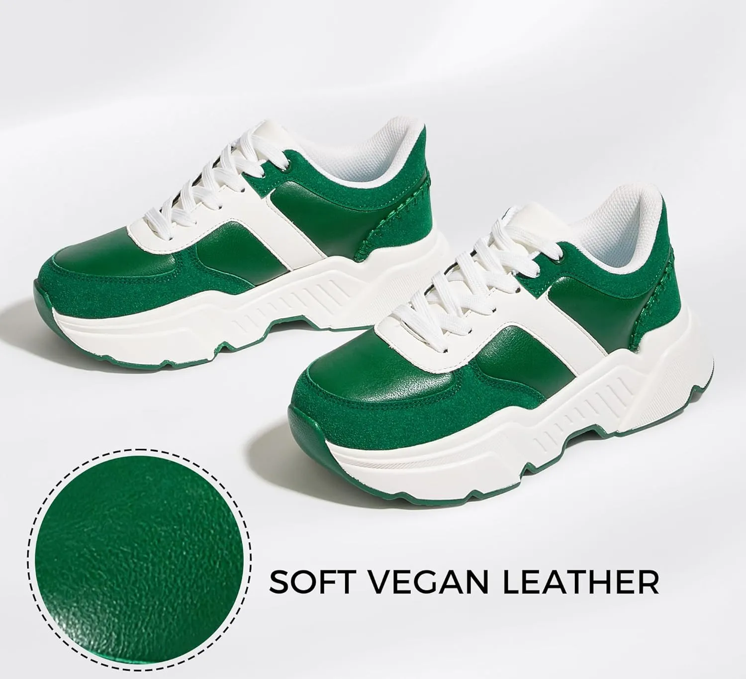 BELOS Women's Platform Chunky Sneakers Fashion Dad Sneakers Casual Lace Up Comfortable Lightweigt Walking Shoes