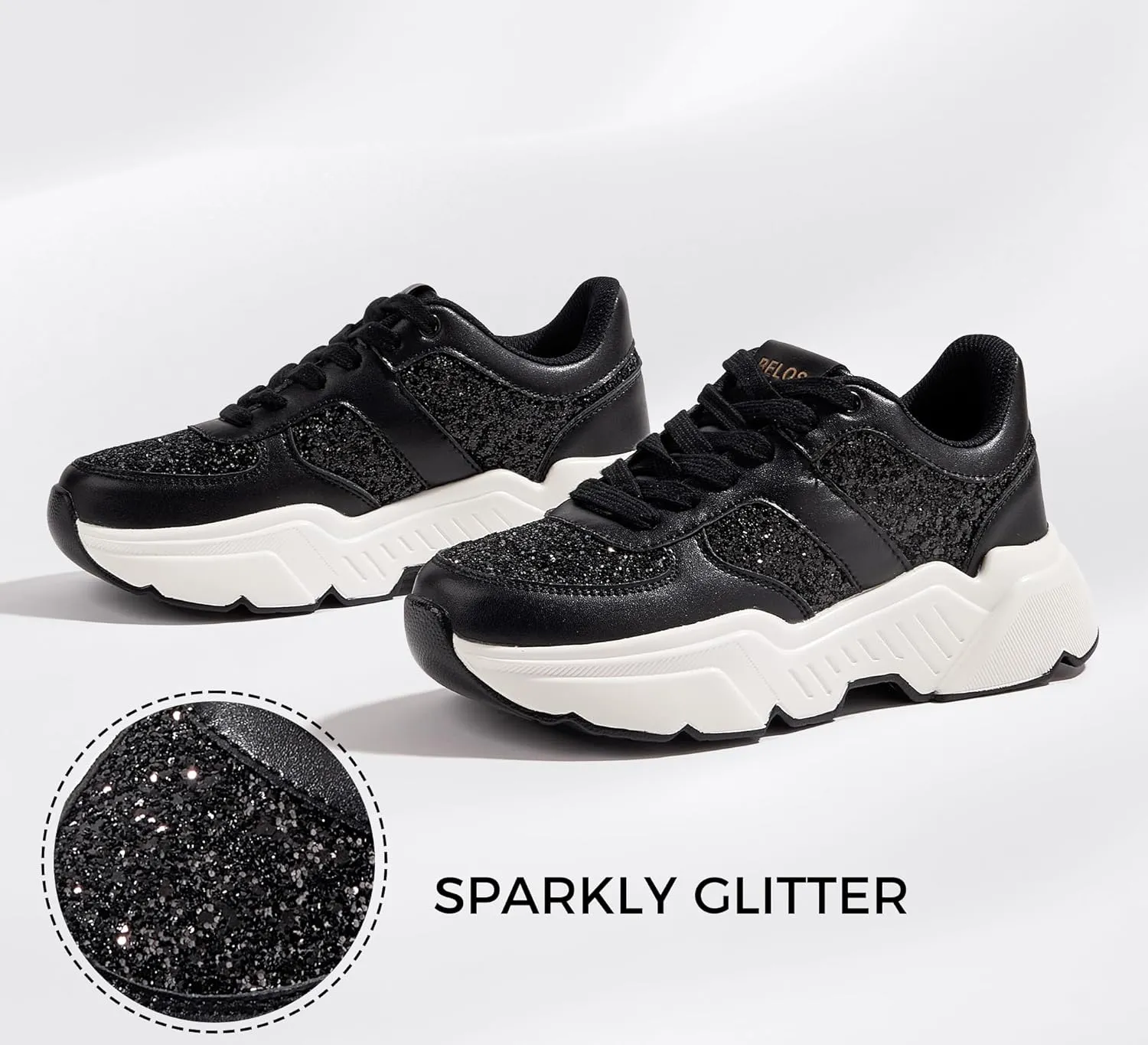 BELOS Women's Platform Chunky Sneakers Fashion Dad Sneakers Casual Lace Up Comfortable Lightweigt Walking Shoes
